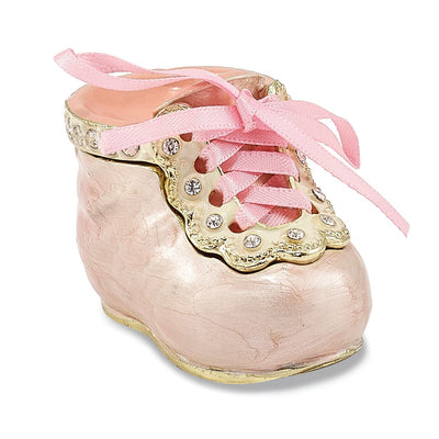Bejeweled Multi Color Finish IT'S A GIRL Pink Baby Bootie Trinket Box