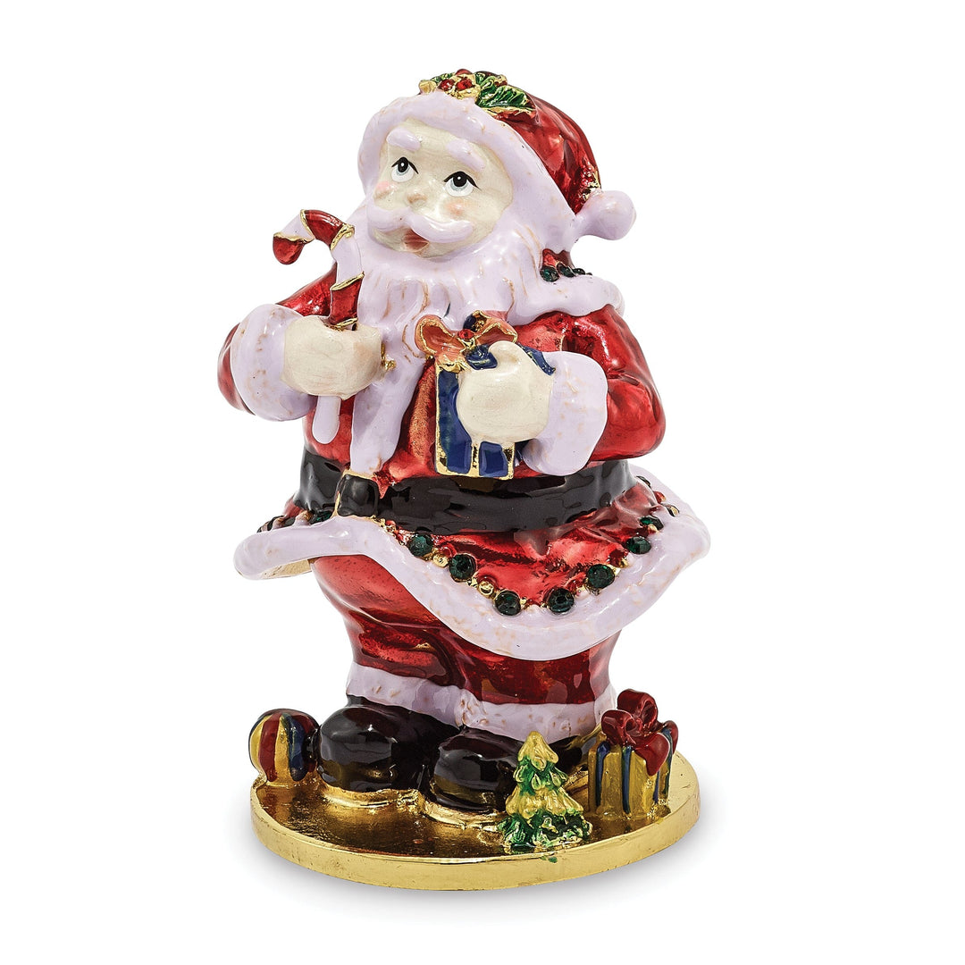 Bejeweled Multi Color Finish CHRISTMAS CALLER Santa Claus Trinket Box