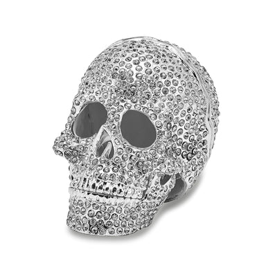 Bejewel Silver Color TREASURE TROVE Full Crystal Skull Trinket Box
