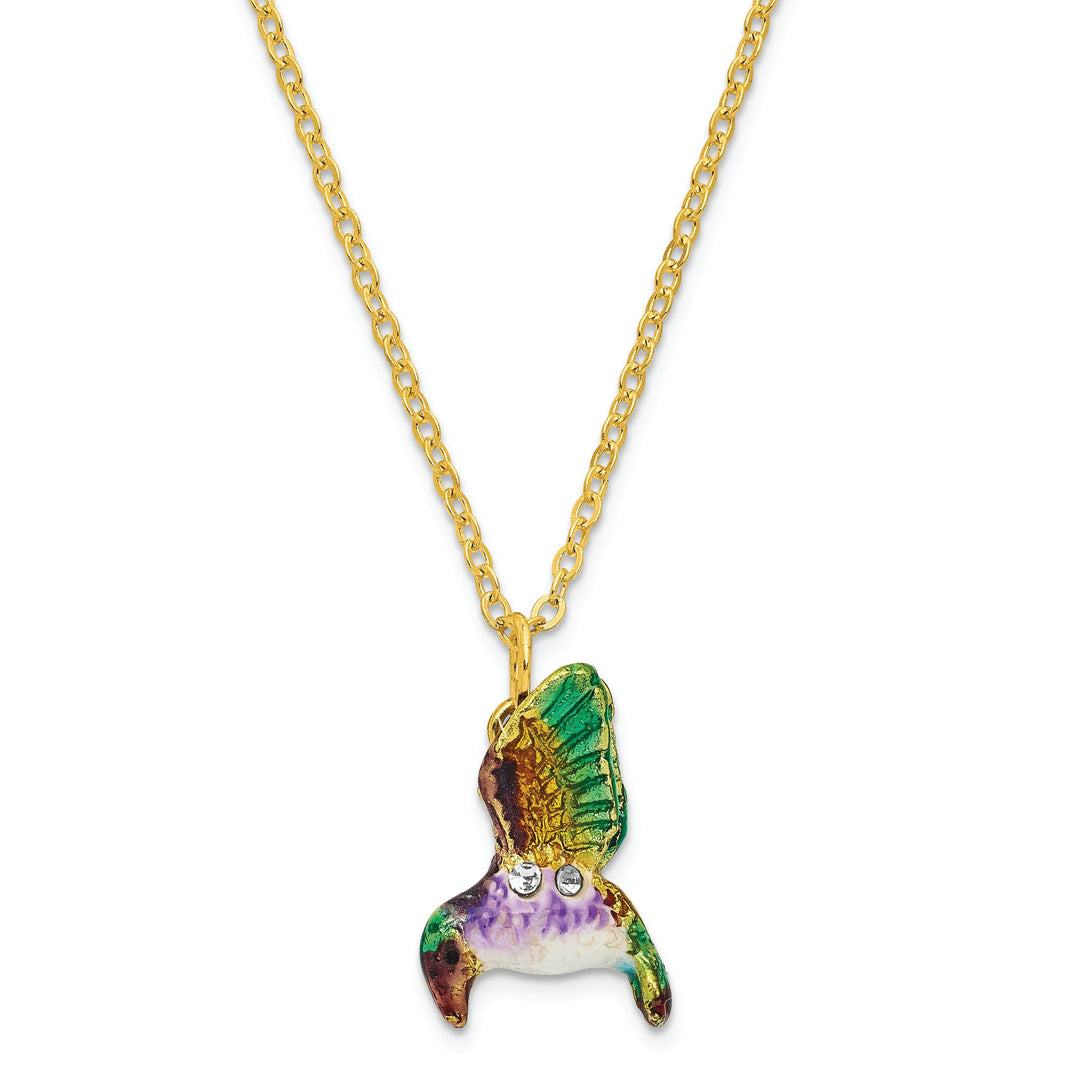 Bejeweled Pewter STELLA Hummingbird Morning Glory Trinket Box Design