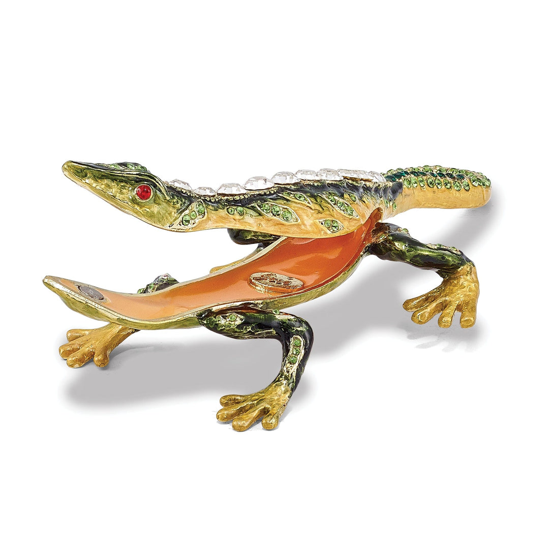 Bejeweled Multi Color Finish ROCKY Rain Forest Lizard Trinket Box