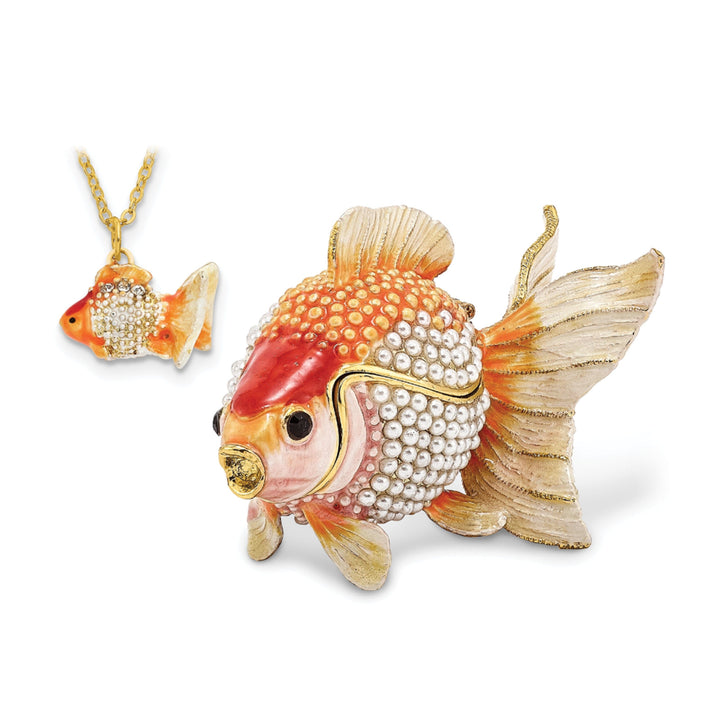 Bejeweled Pewter Multi Color Finish KATIE Kissing Fish Trinket Box