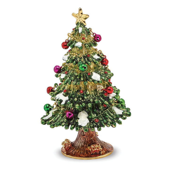 Bejeweled Multi Color Finish DECK THE HALLS Christmas Tree Trinket Box