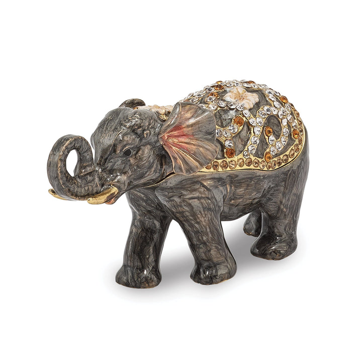 Bejewel Gray Multi Color Enamel PRINCESS JAIPUR Elephant Trinket Box