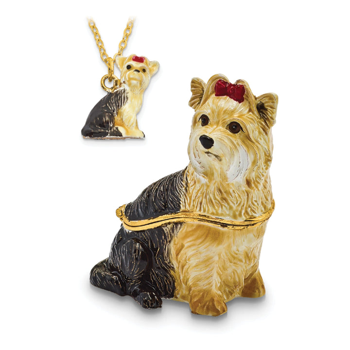 Bejeweled Multi Color Finish KIMBERLY Yorkshire Terrier Trinket Box