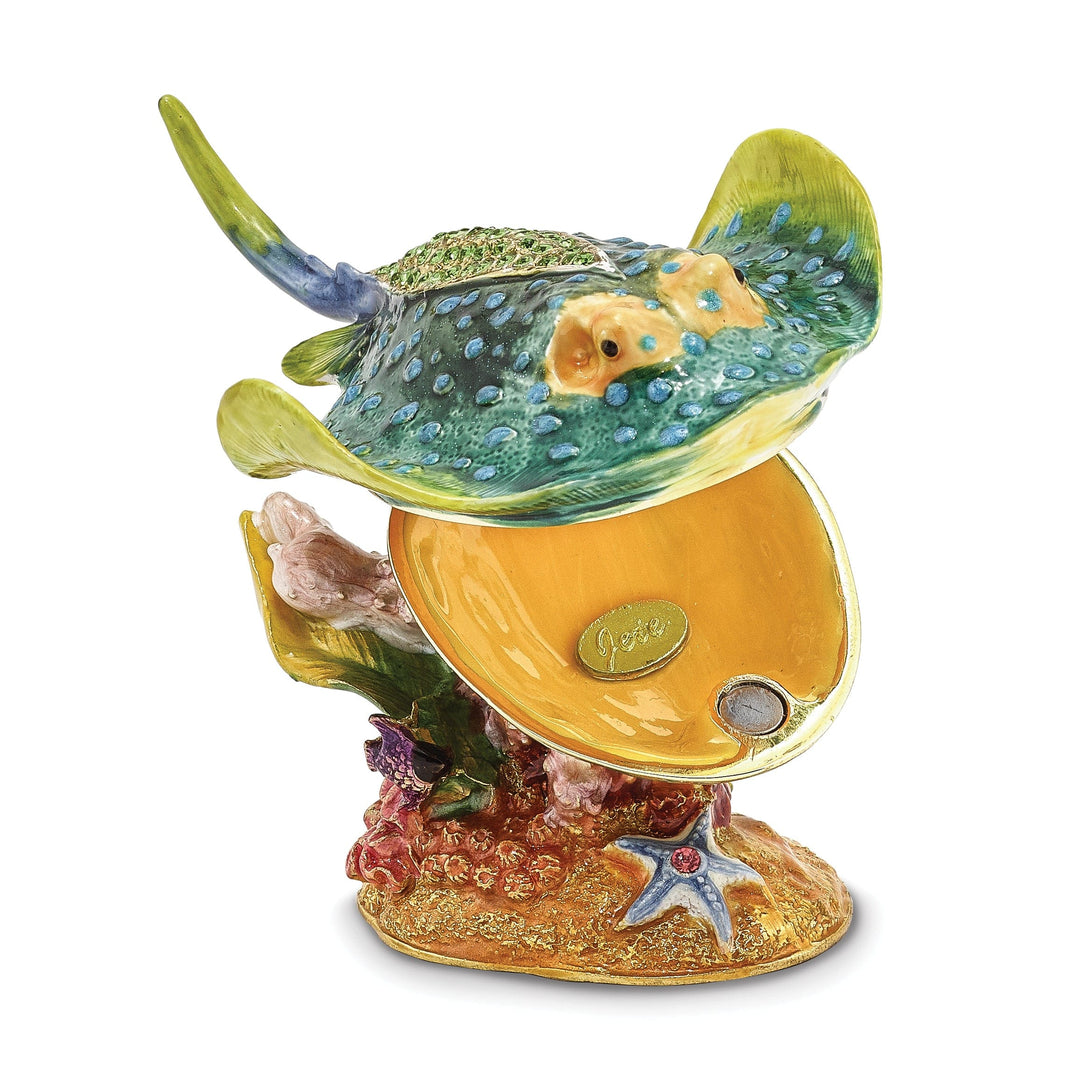 Bejeweled Multi Color Enamel Finish BARBY Stingray Trinket Box