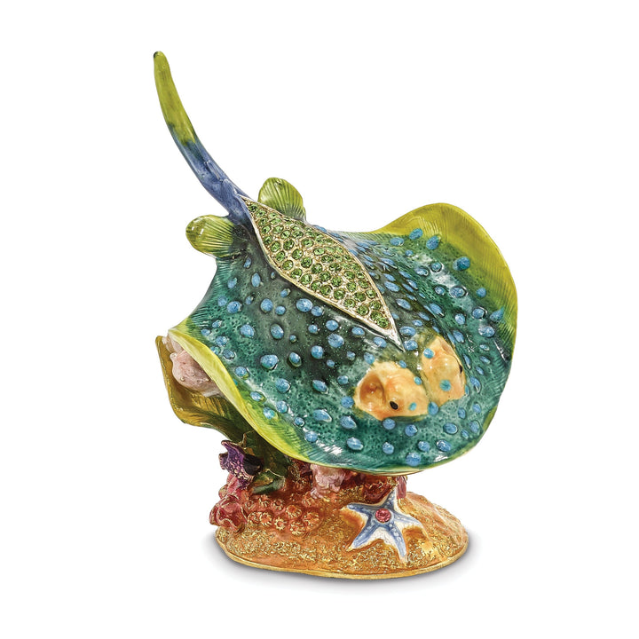 Bejeweled Multi Color Enamel Finish BARBY Stingray Trinket Box