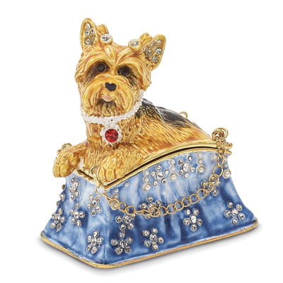 Bejeweled Multi Color TWINKLES York Shire Terrier in Tote Trinket Box at $ 53.2 only from Jewelryshopping.com