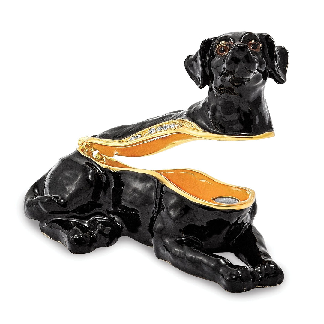 Bejeweled Black Color Finish KOOP Black Labrador Retriever Trinket Box