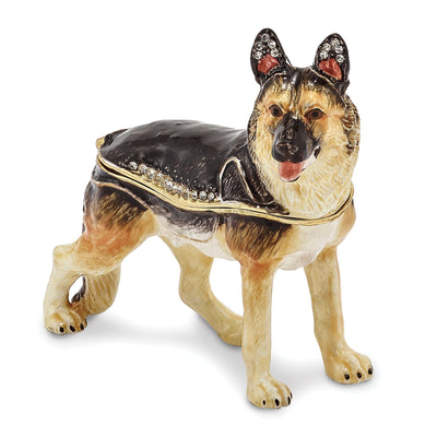 Bejeweled Pewter Multi Color Finish ZEUS German Shepherd Trinket Box at $ 47.5 only from Jewelryshopping.com
