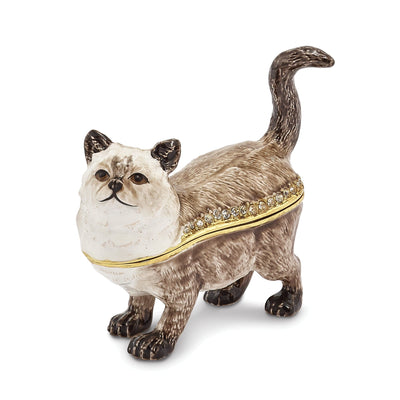 Bejeweled Pewter Multi Color Finish LAYSA Himalayan Cat Trinket Box at $ 49.4 only from Jewelryshopping.com