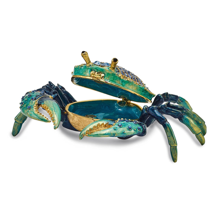 Bejeweled Multi Color Enamel Finish CHESAPEAKE Blue Crab Trinket Box