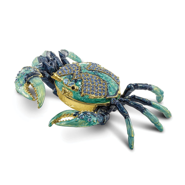 Bejeweled Multi Color Enamel Finish CHESAPEAKE Blue Crab Trinket Box