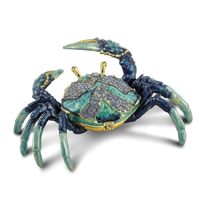 Bejeweled Multi Color Enamel Finish CHESAPEAKE Blue Crab Trinket Box