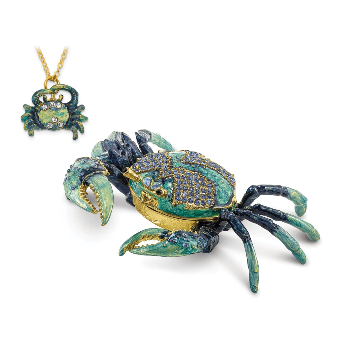 Bejeweled Multi Color Enamel Finish CHESAPEAKE Blue Crab Trinket Box