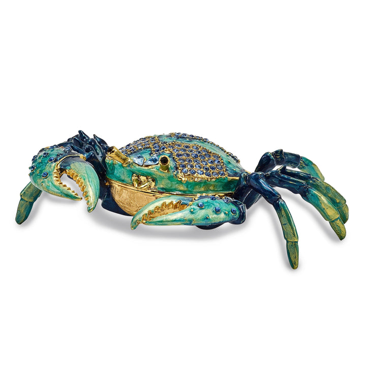 Bejeweled Multi Color Enamel Finish CHESAPEAKE Blue Crab Trinket Box