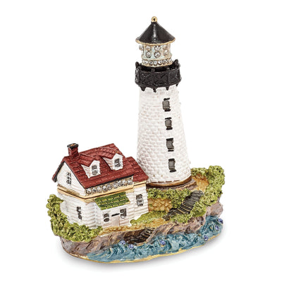 Bejewel Pewter Multi Color Finish LUMI Guiding Lighthouse Trinket Box