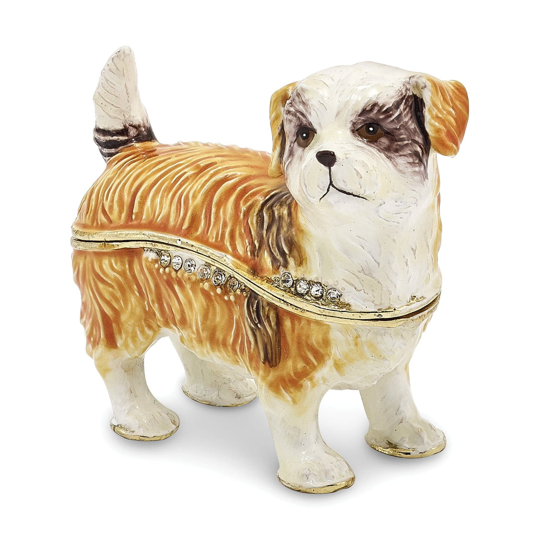 Bejeweled Pewter Multi Color Enamel Finish SALLY Shih Tzu Trinket Box