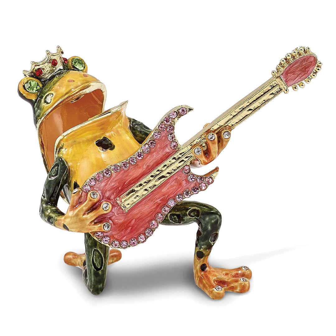 Bejeweled Multi Color Finish KEITH Rocks Musician Frog Trinket Box