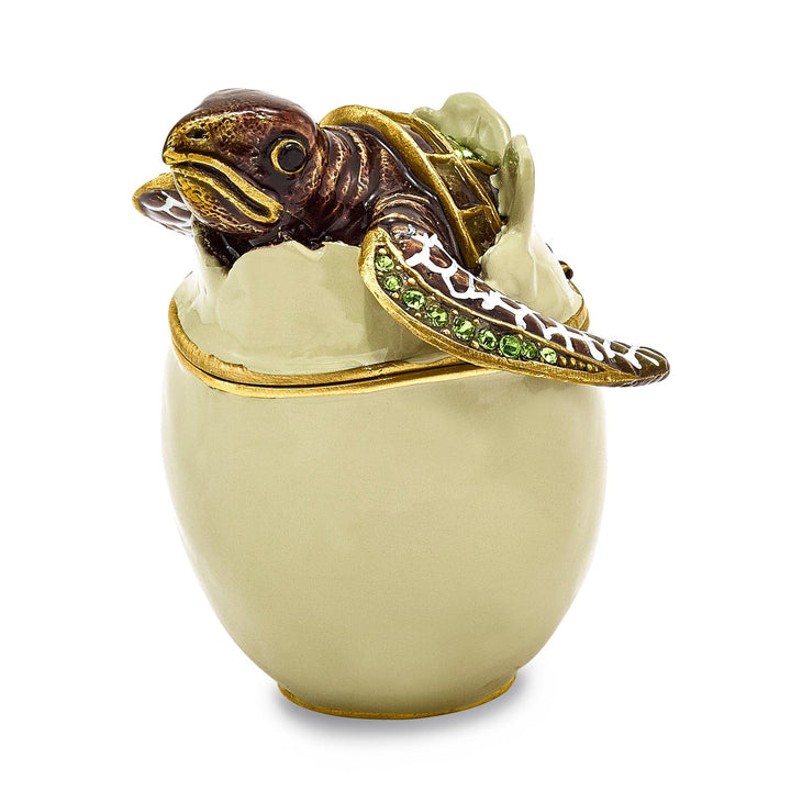 Bejeweled Pewter Multi Color EGGBERT Turtle Hatchling Trinket Box