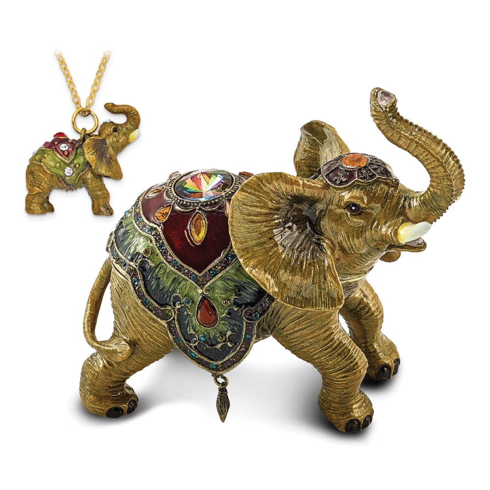 Bejeweled Pewter Taj Mahal Elephant Jewelry Box