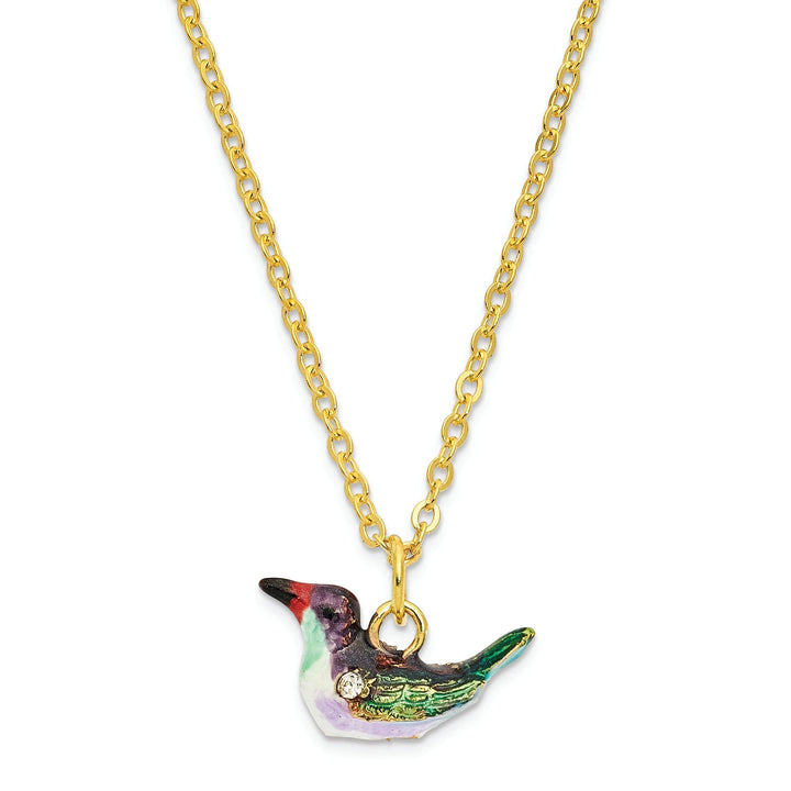 Bejeweled Pewter HUEY Hummingbird & Petunia Trinket Box Design