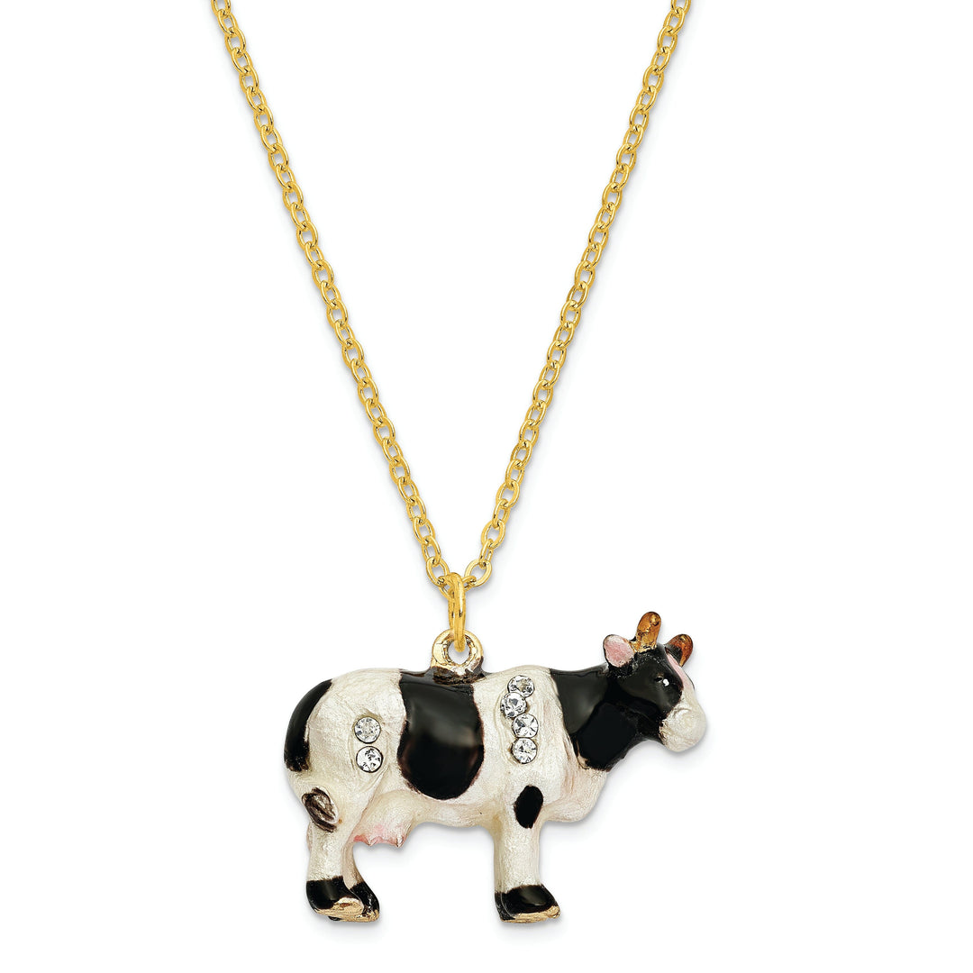 Bejeweled Multi Black White Color BESSIE Holstein Cow Trinket Box