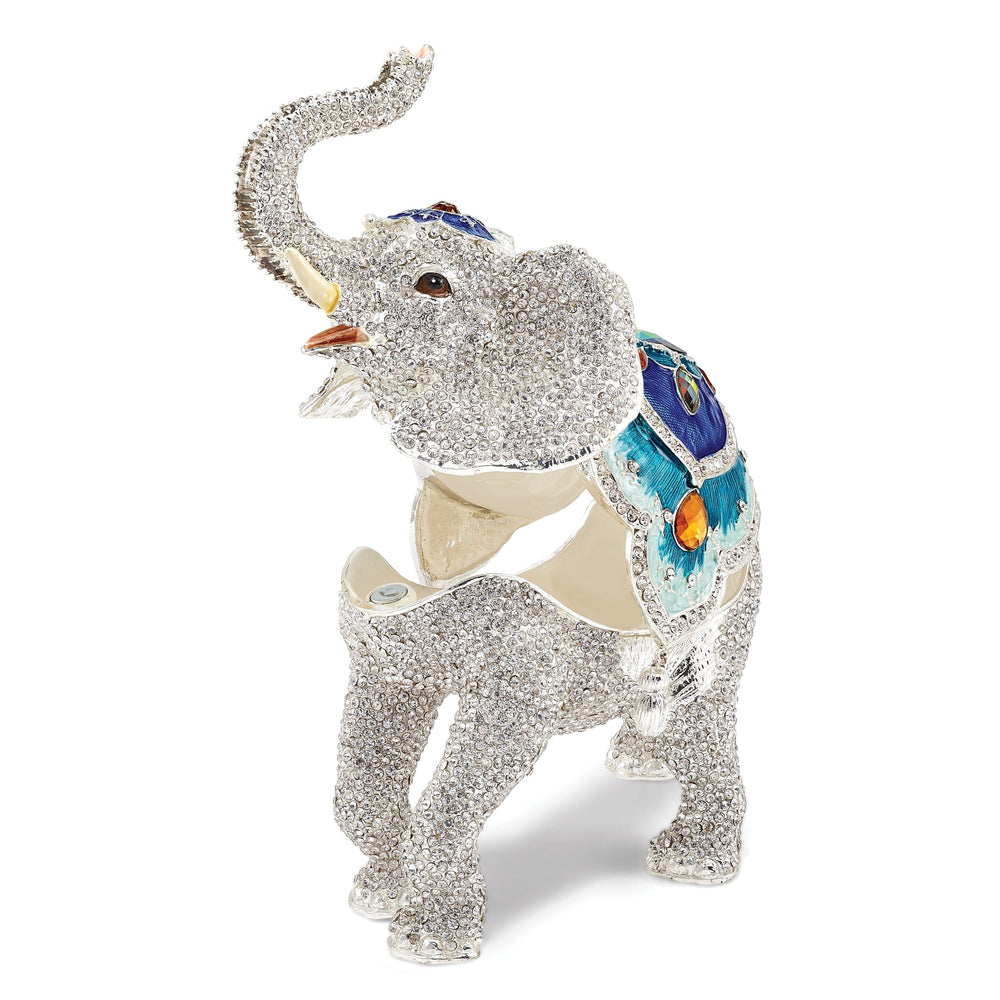 Bejeweled Crystal White Elephant Trinket Box