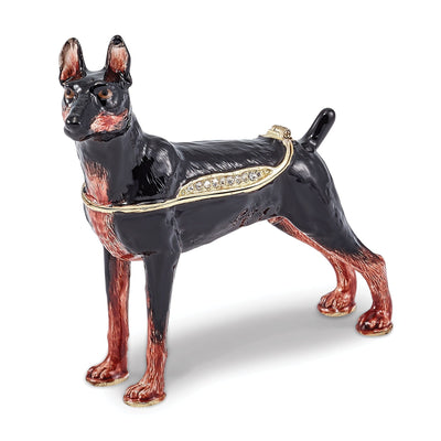 Bejewel Black Brown Color Finish RALEIGH Doberman Pinscher Trinket Box at $ 47.5 only from Jewelryshopping.com