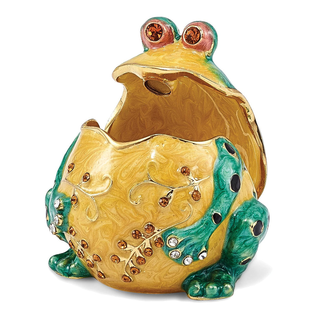 Bejewel Pewter Multi Color Finish BUBBA Croaking Bullfrog Trinket Box