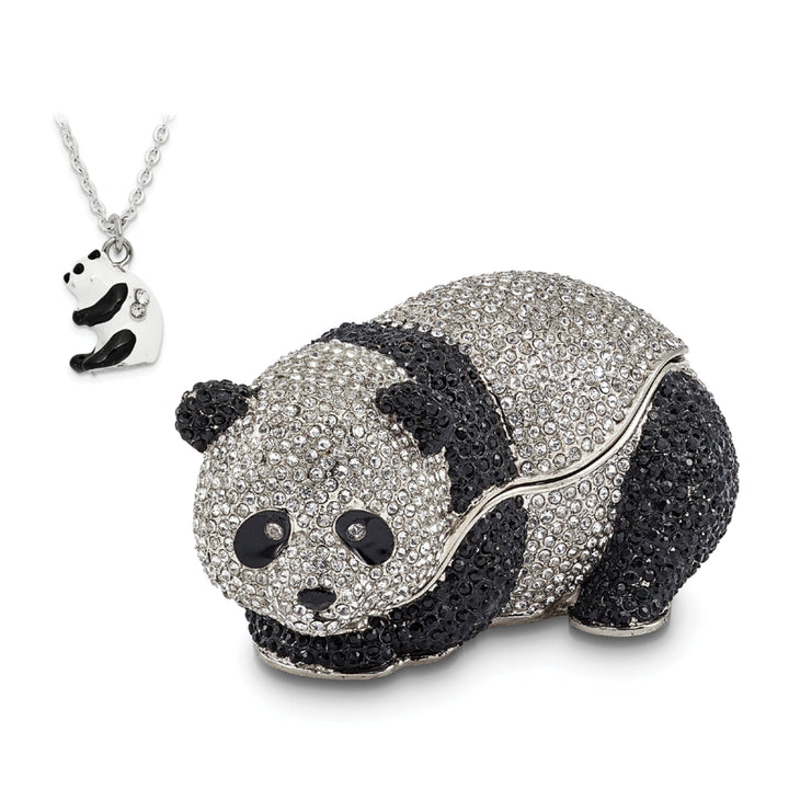 Bejeweled Multi Color Finish TING TING Crystal Panda Bear Trinket Box