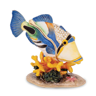 Bejewel Multi Color Enamel Finish PICASSO Large Humu Fish Trinket Box