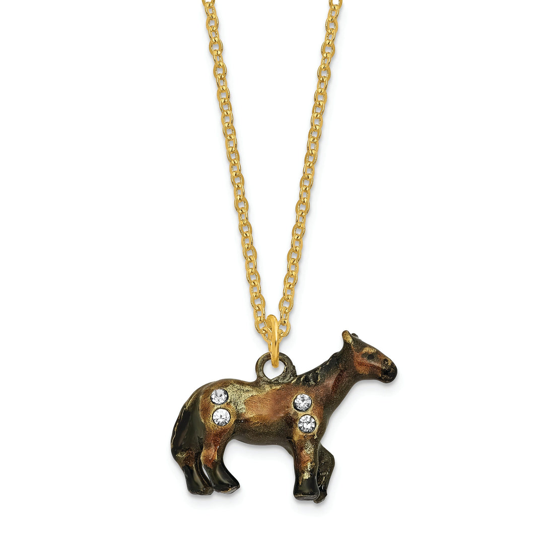 Bejeweled Multi Color Enamel Finish SPENCER Dark Bay Horse Trinket Box