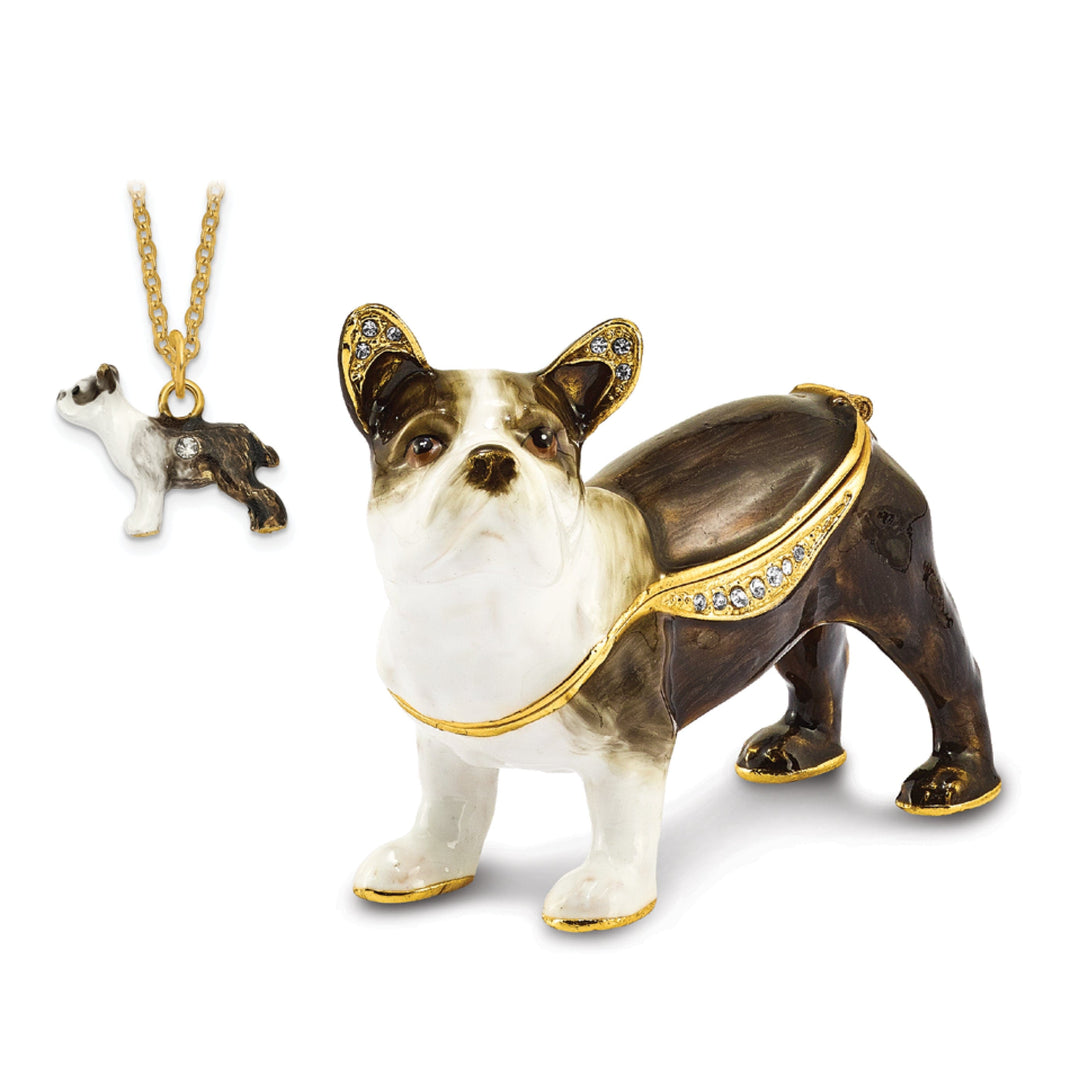 Bejeweled Multi Color Enamel Finish PIERRE French Bulldog Trinket Box