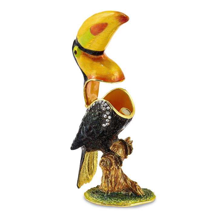 Bejeweled Pewter Multi Color TANGO Toucan Trinket Box Trinket Box