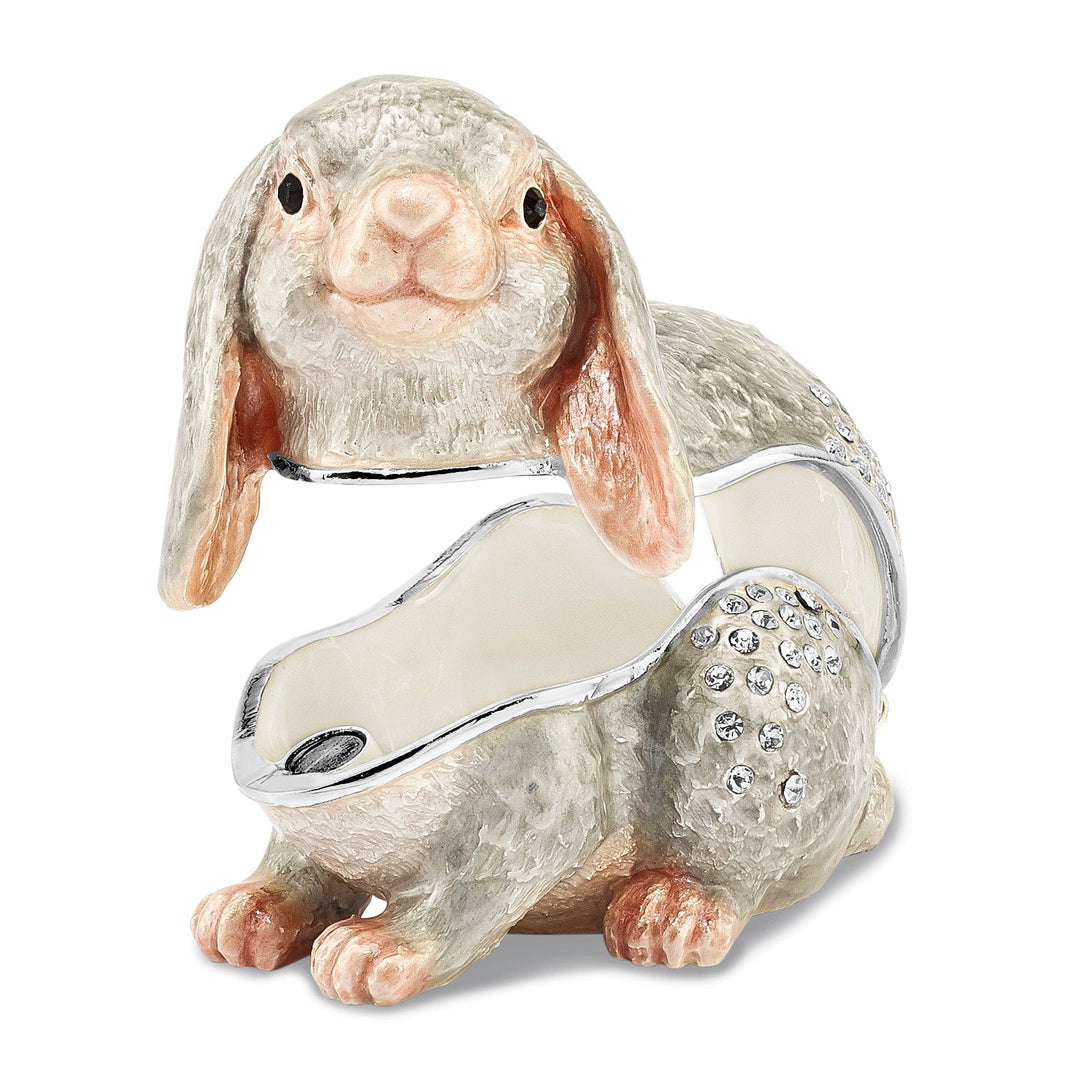 Bejeweled Pewter Multi Color PHOEBE Floppy Ear Bunny Trinket Box