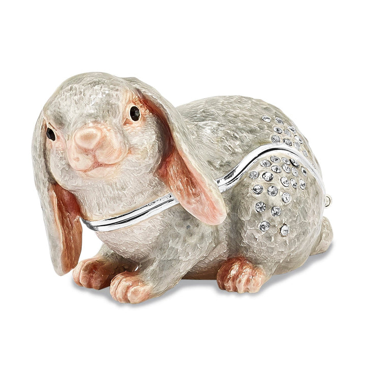 Bejeweled Pewter Multi Color PHOEBE Floppy Ear Bunny Trinket Box