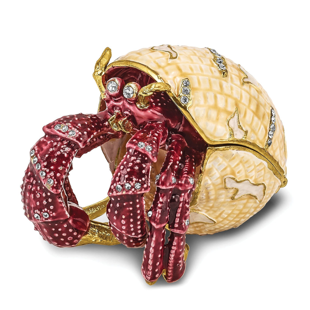 Bejeweled Multi Color Finish HERMAN Red Leg Hermit Crab Trinket Box