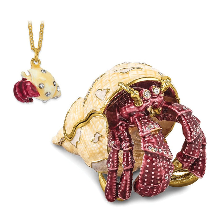 Bejeweled Multi Color Finish HERMAN Red Leg Hermit Crab Trinket Box