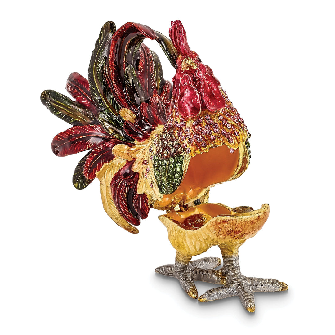 Bejeweled Crystal Strutting Rooster Trinket Box