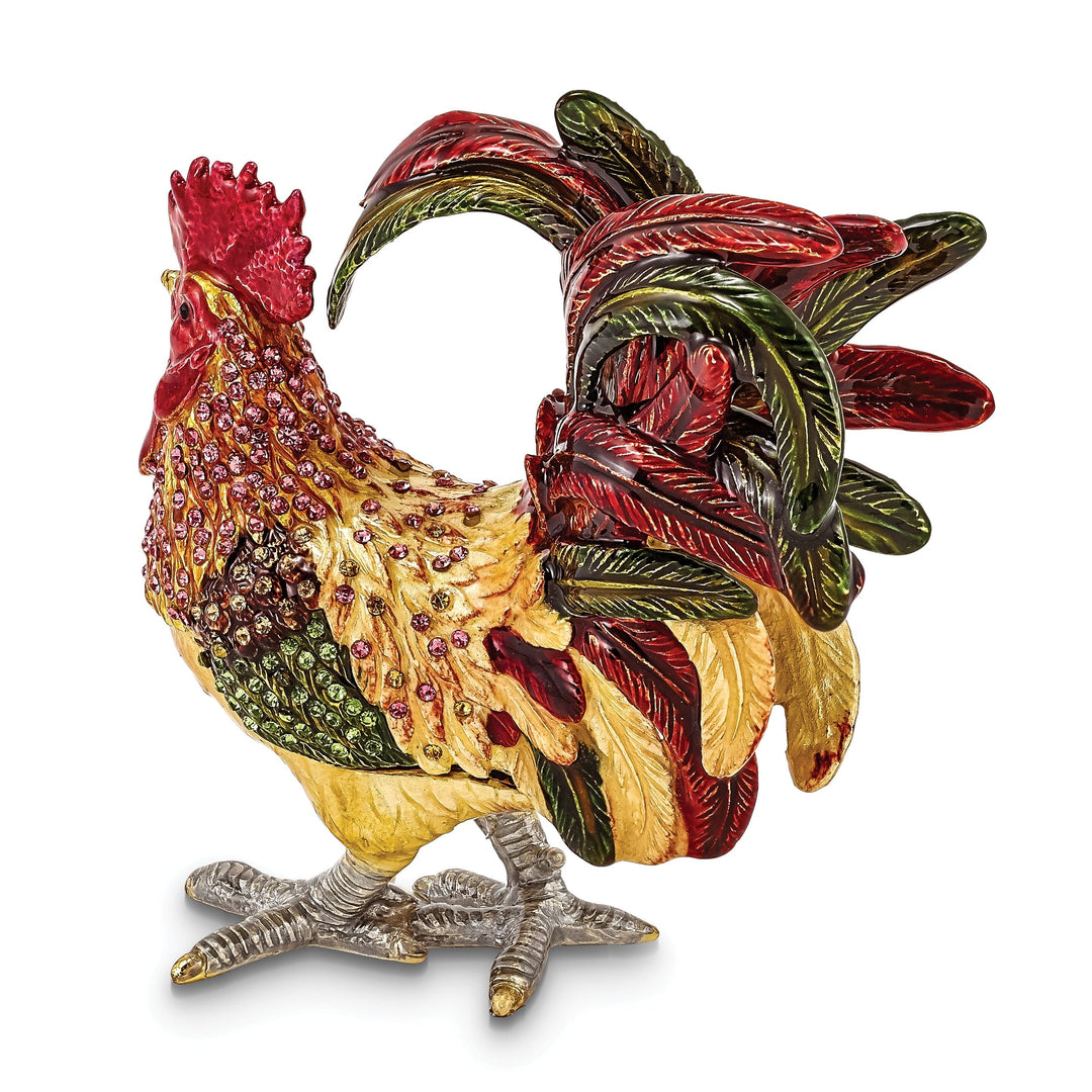 Bejeweled Crystal Strutting Rooster Trinket Box