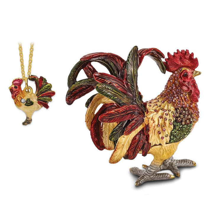 Bejeweled Crystal Strutting Rooster Trinket Box