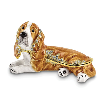 Bejeweled Gold Tone, Brown Color Finish OTIS Bassett Hound Trinket Box at $ 47.5 only from Jewelryshopping.com