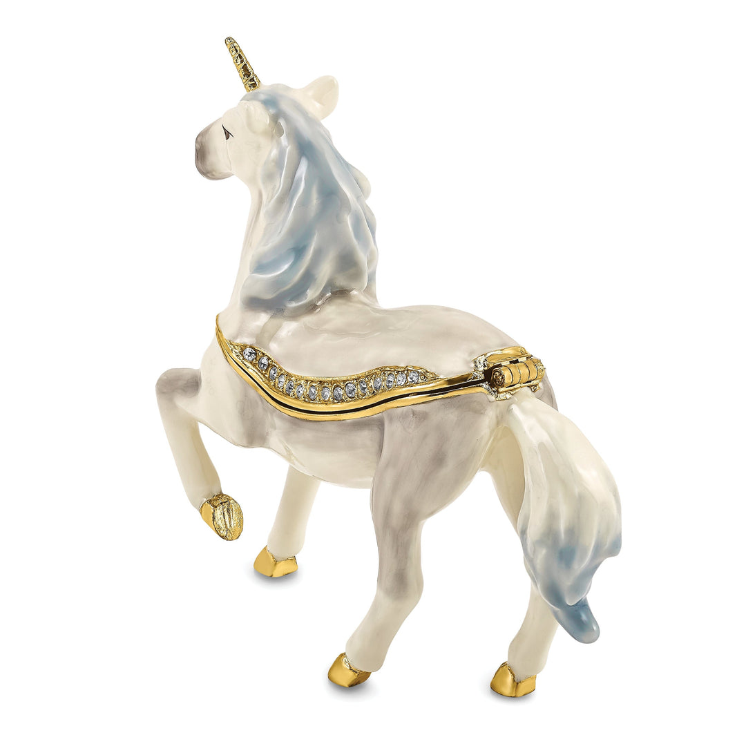 Bejewel Pewter Multi Color Finish SUNNY Enchanted Unicorn Trinket Box