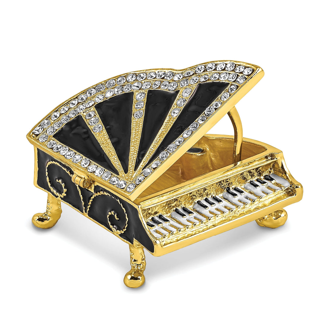 Bejeweled Pewter Multi Color Finish SERENADE Grand Piano Trinket Box