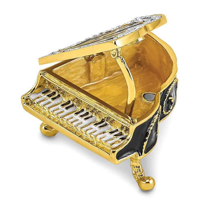 Bejeweled Pewter Multi Color Finish SERENADE Grand Piano Trinket Box