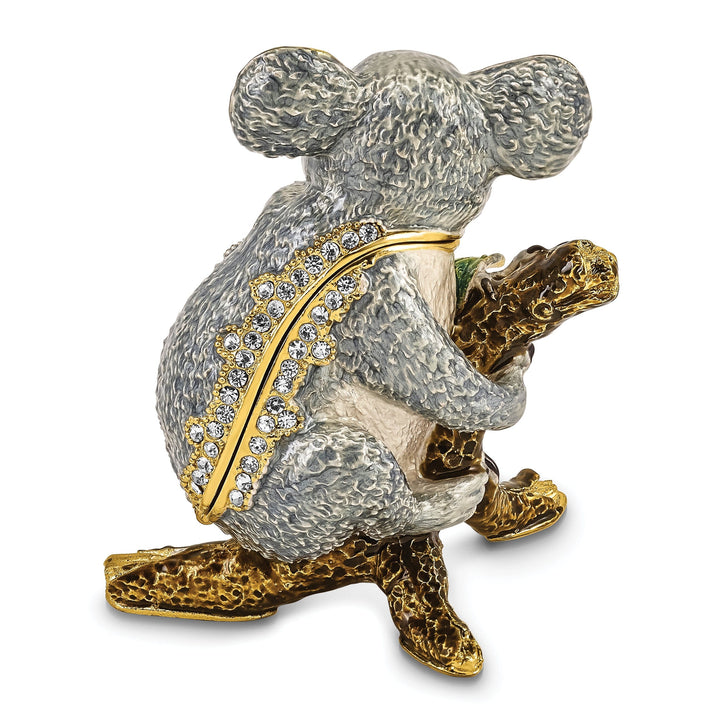 Bejeweled Pewter Grey Brown Color Enamel Finish KYLE Koala Trinket Box