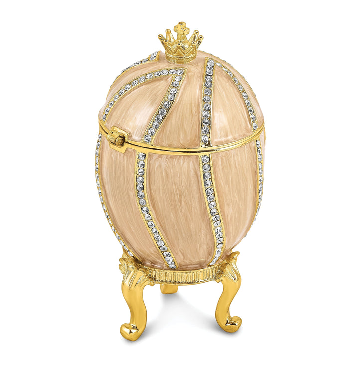 Bejewel Multi Color Finish CAPTIVATING CROWN Champagne Egg Trinket Box