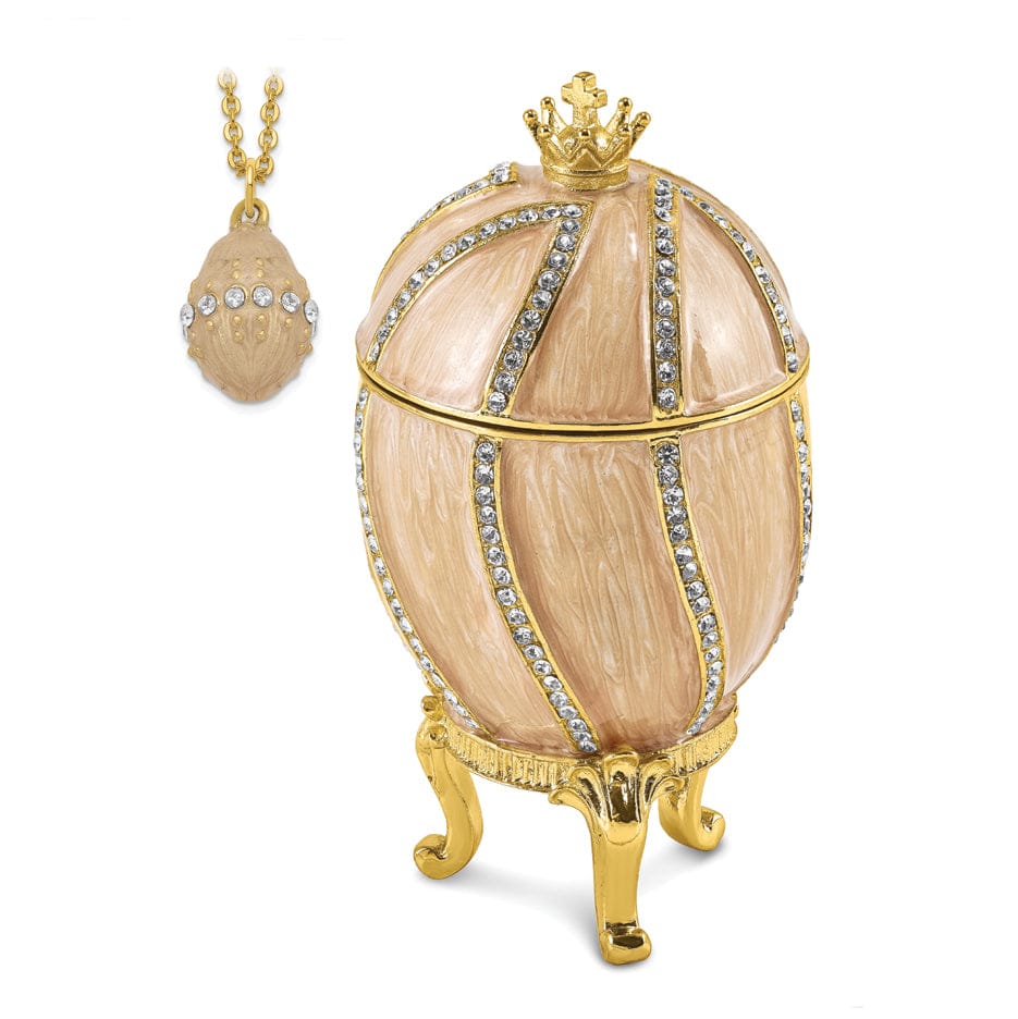 Bejewel Multi Color Finish CAPTIVATING CROWN Champagne Egg Trinket Box