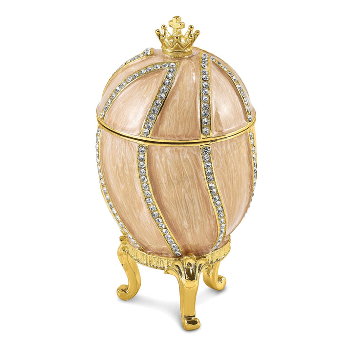 Bejewel Multi Color Finish CAPTIVATING CROWN Champagne Egg Trinket Box